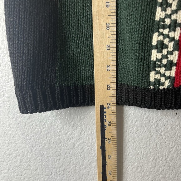 Vintage Mountain Lake Sweater Vest Floral Aztec Christmas Green Red Cottage Knit - Picture 11 of 12